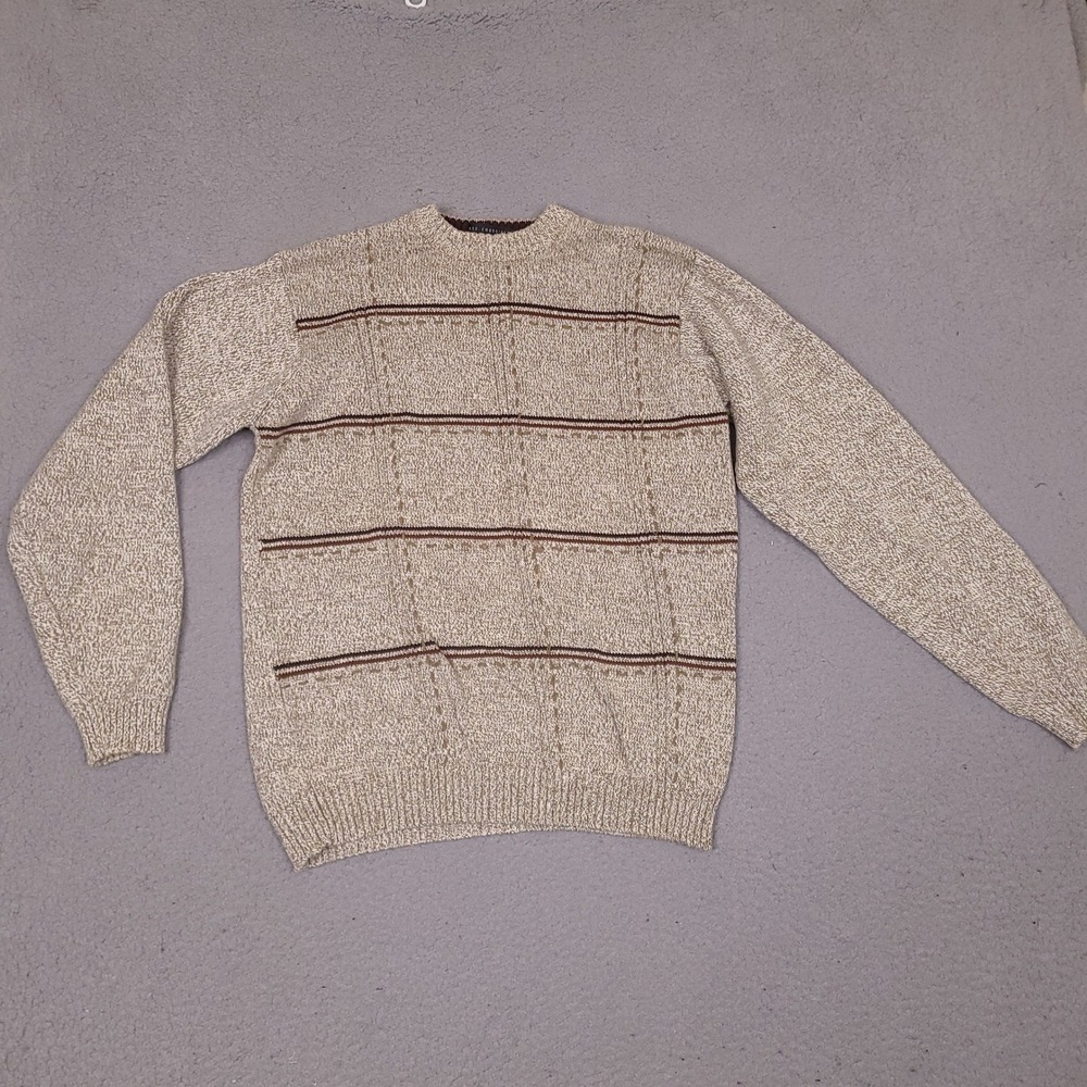 Vintage Bill Blass Sweater Large Hand Embroidered Geometric Dad Thin Grandpa 90s
